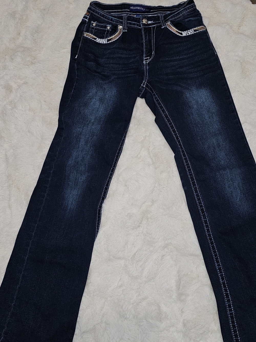 Westfield Era Embellished Bootcut Jeans Womens Dark Wash Western Bling Embroider